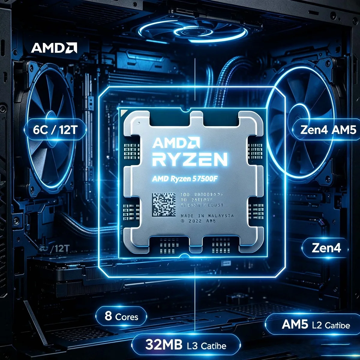 Amd Cpu Ryzen 5 - Processeur de jeu pour ordinateur de