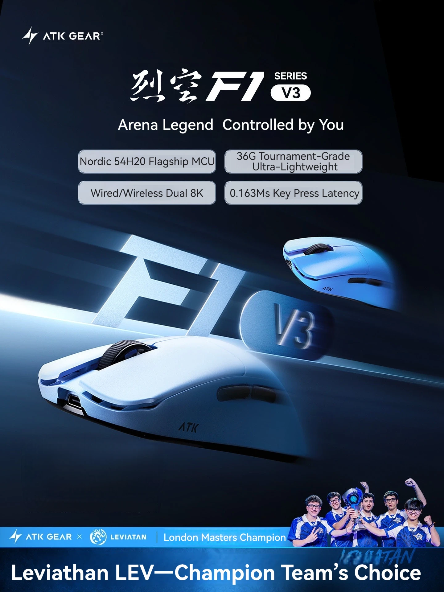 Esports Gaming Brands - Souris de jeu sans fil ATK